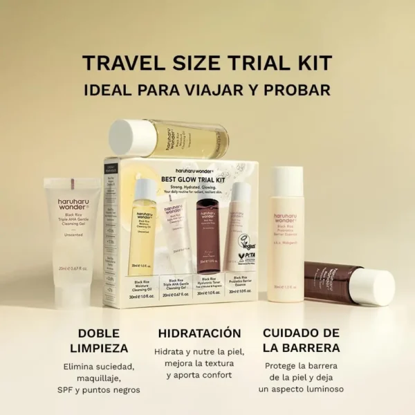 HaruHaru Wonder Black Rice Best Glow Trial Kit- Hidrata y Glow (Tamaño Viaje) - Imagen 5