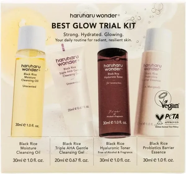 HaruHaru Wonder Black Rice Best Glow Trial Kit- Hidrata y Glow (Tamaño Viaje)