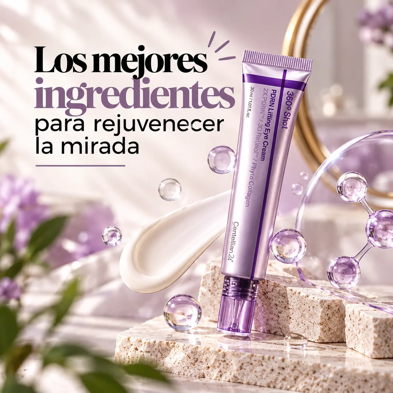 Crema de ojos lifting Centellian 24+ con ingredientes rejuvenecedores.