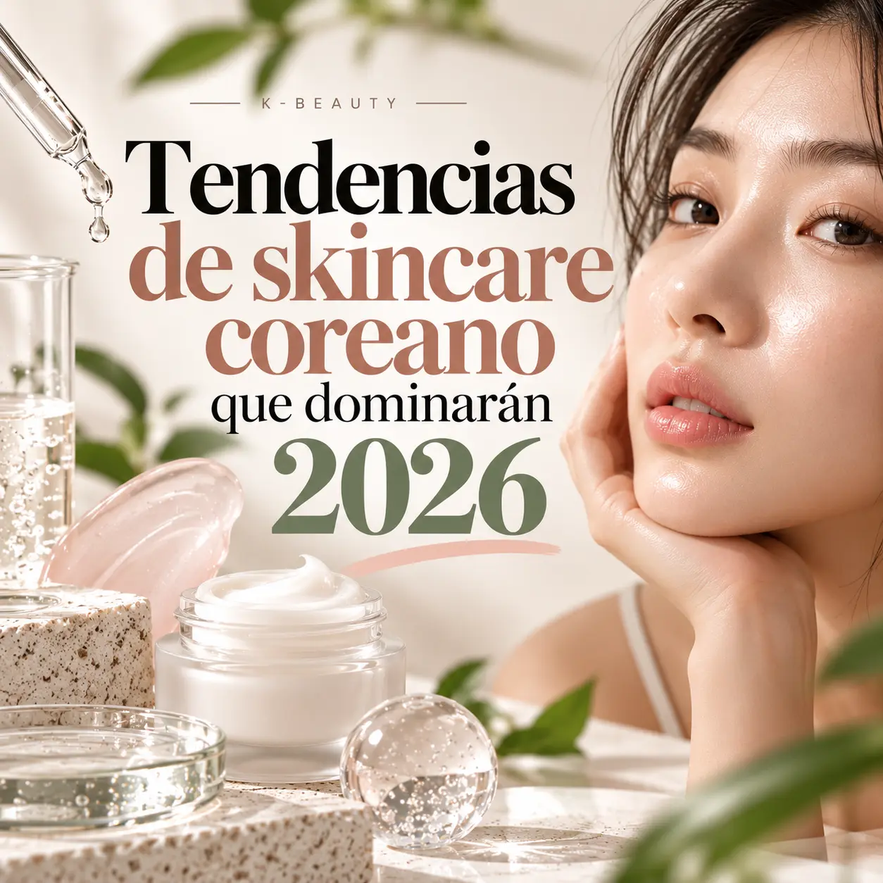 Tendencias de skincare coreano 2026: mujer, productos K-Beauty.