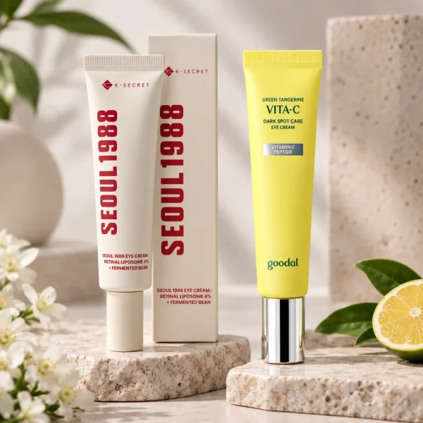 Dos cremas de ojos K-Beauty con ingredientes naturales.