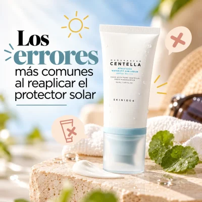 Errores comunes al reaplicar protector solar con SKIN1004.